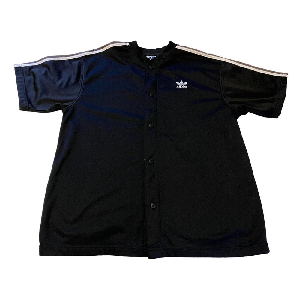 Vintage Adidas Shirt Medium Black Spartans Basketball Warm Up Shirt Snap On - Picture 1 of 9